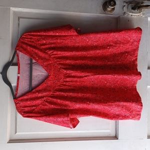Floral Red Design ♥️ Short Sleeve Blouse size 3X